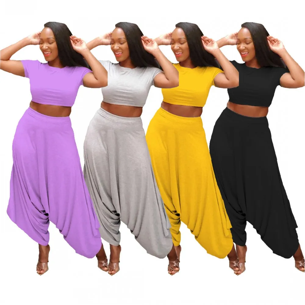 Sports Harem Pants Suit Urban Casual Women Outfit Loose Pants + Short-Sleeved T-Shirt Suit New African Set Woman 2 Pieces Summer
Sports Harem Pants Suit Urban Casual Women Outfit Loose Pants + Short-Sleeved T-Shirt Suit New African Set Woman 2 Pieces Summer