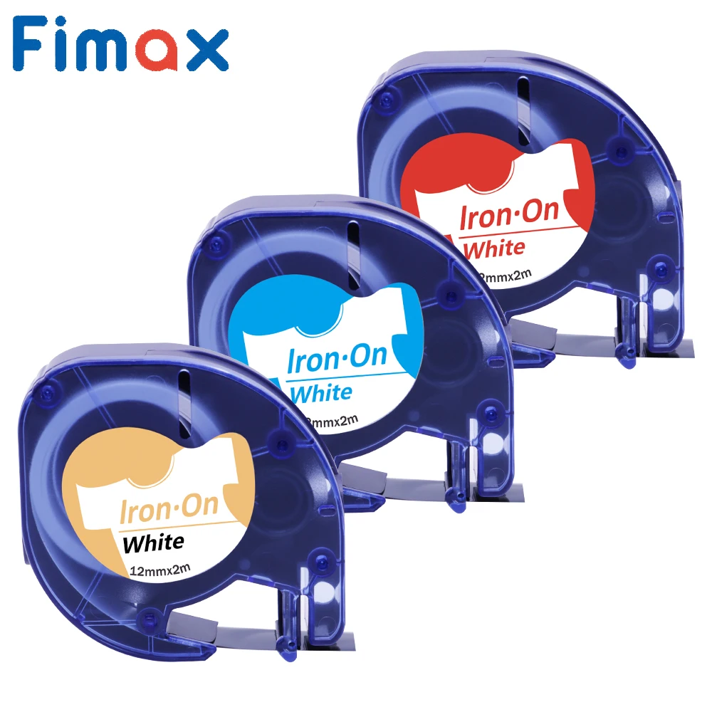Fimax 3 шт. 18771 18775 совместимая с DYMO тканевая клейкая лента утюгом черная на белом 12 мм