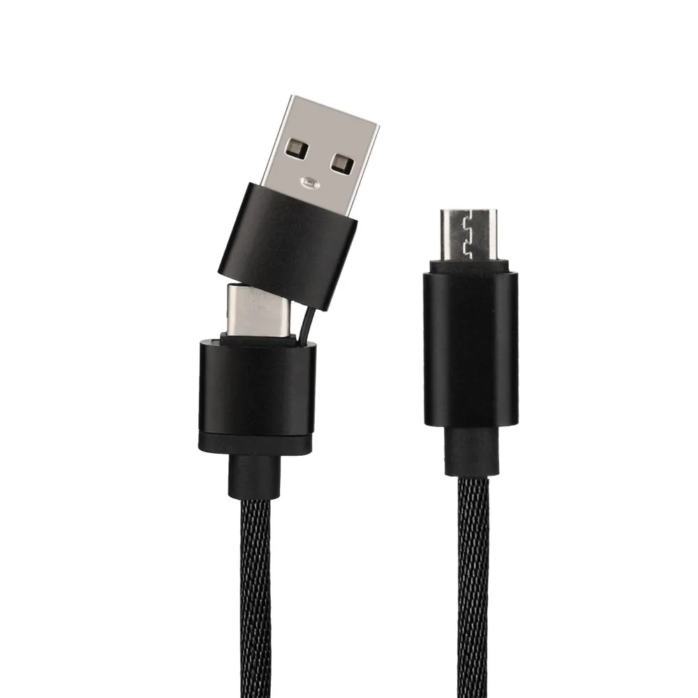 2 в 1 Usb кабель Type C к Micro USB м для Samsung Быстрая зарядка Xiaomi зарядный провод Android