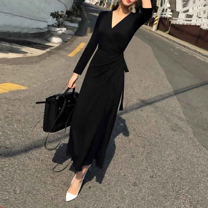 Summer Temperament Thin V-Neck Women One Piece Sexy Long Dress Feminine Ladies High-End Black Autumn Bandage Dress Party Girls
Summer Temperament Thin V-Neck Women One Piece Sexy Long Dress Feminine Ladies High-End Black Autumn Bandage Dress Party Girls