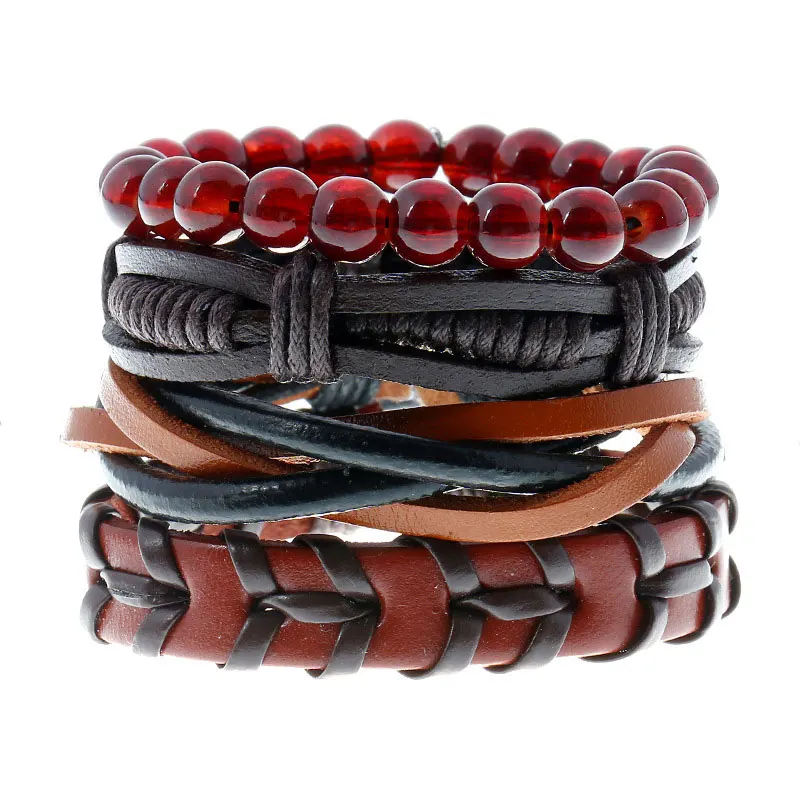 Rope Leather Handmade Braided Multilayer Beads Charm Bracelets Retro Set For Men Punk Adjustable Bangle Party Club Decor Jewelry
Rope Leather Handmade Braided Multilayer Beads Charm Bracelets Retro Set For Men Punk Adjustable Bangle Party Club Decor Jewelry