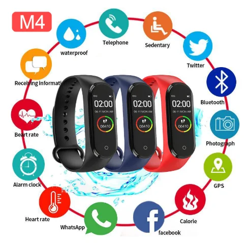 2021 Smartwatch M4 Heart Rate Monitoring Clock Waterproof Bluetooth Touch Screen Call Information Reminder Sports Bracelet Wome
2021 Smartwatch M4 Heart Rate Monitoring Clock Waterproof Bluetooth Touch Screen Call Information Reminder Sports Bracelet Wome