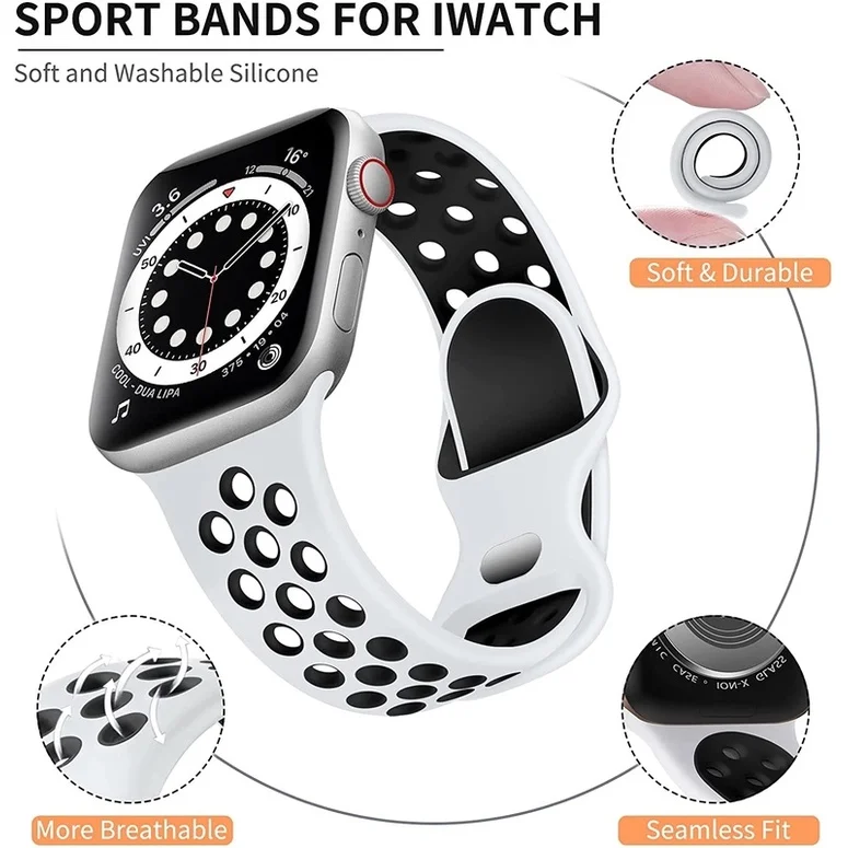 Silicone Bracelet for Apple Sport Band for Apple Watch 7 6 Se 5 4 Breathable Belt Rubber Strap for Iwatch 41mm 45mm
Silicone Bracelet for Apple Sport Band for Apple Watch 7 6 Se 5 4 Breathable Belt Rubber Strap for Iwatch 41mm 45mm