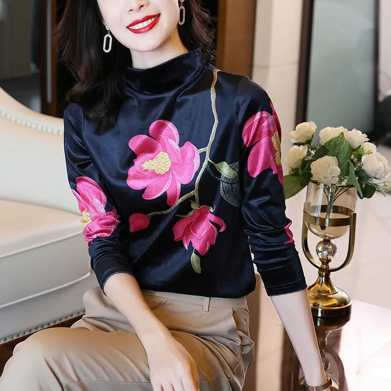 Gold Velvet Bottoming Shirt Women's 2022 Autumn And Winter New Fashion Temperament High-end Printed Inner Top
Gold Velvet Bottoming Shirt Women's 2022 Autumn And Winter New Fashion Temperament High-end Printed Inner Top