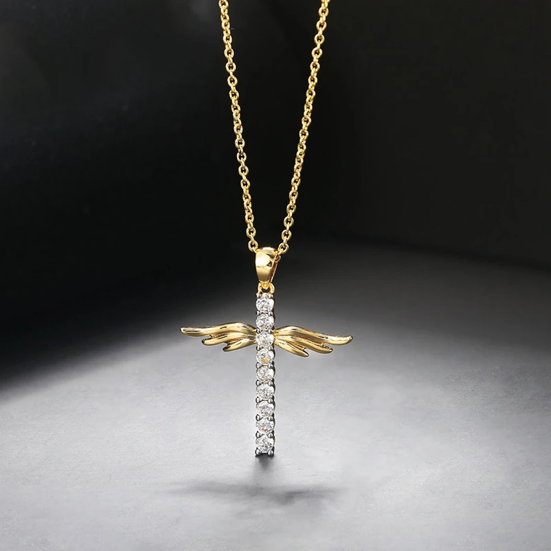 Necklace Pendant Female Wing Angel Cross Zircon Light Gold Necklace Gift Jewelry Exquisite Fashion Girl Birthday Party Gift
Necklace Pendant Female Wing Angel Cross Zircon Light Gold Necklace Gift Jewelry Exquisite Fashion Girl Birthday Party Gift