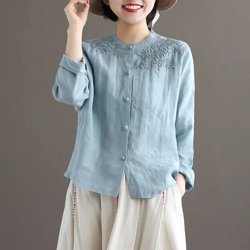 Cotton Embroidered Blouse 2021 Spring Summer New Literary Loose Long Sleeve Solid Color Basic Women Shirts
Cotton Embroidered Blouse 2021 Spring Summer New Literary Loose Long Sleeve Solid Color Basic Women Shirts