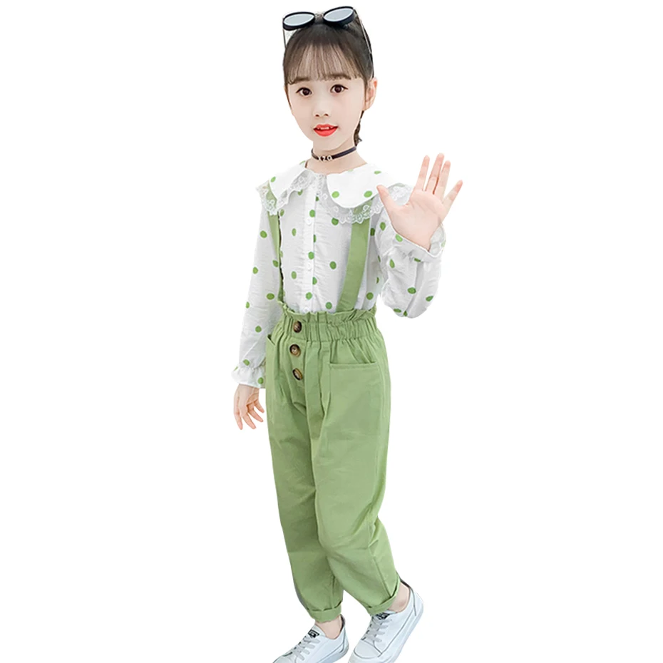 Girls Clothing Set Lace Top + Girls Jumpsuit Dot Pattern Children's Clothing Girls Casual Style Children's School Clothing
Girls Clothing Set Lace Top + Girls Jumpsuit Dot Pattern Children's Clothing Girls Casual Style Children's School Clothing