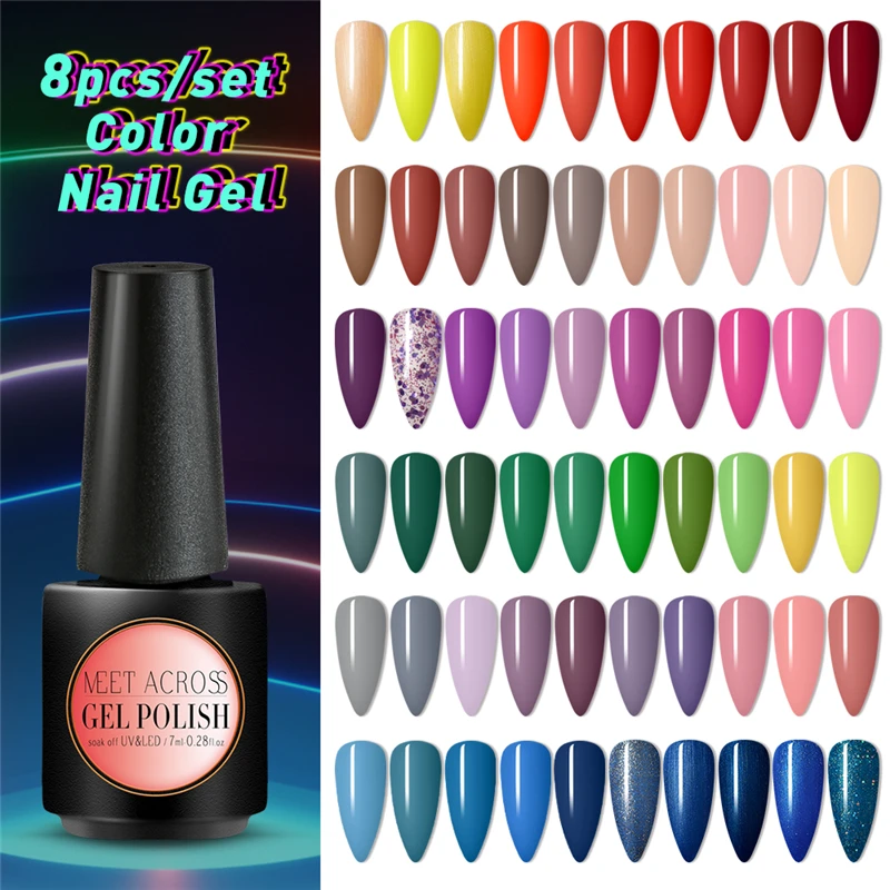 Meet Across 8pcs Pure Color Glitter Nail Gel Polish Varnish Kit Soak Off UV LED Nail Art Design Manicure Drawing Gel Set
Meet Across 8pcs Pure Color Glitter Nail Gel Polish Varnish Kit Soak Off UV LED Nail Art Design Manicure Drawing Gel Set