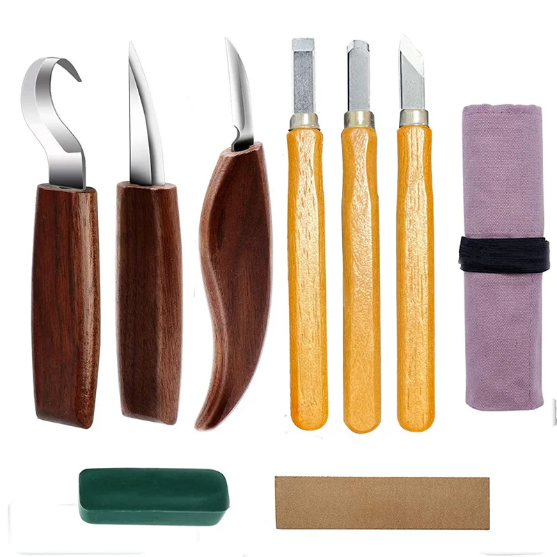 9pcs Woodcarving Tool Kit With 3 Wood Chisels, 3 Woodcarving Knives, Storage Bag For Beginners And Professional Woodcarving Tool
9pcs Woodcarving Tool Kit With 3 Wood Chisels, 3 Woodcarving Knives, Storage Bag For Beginners And Professional Woodcarving Tool