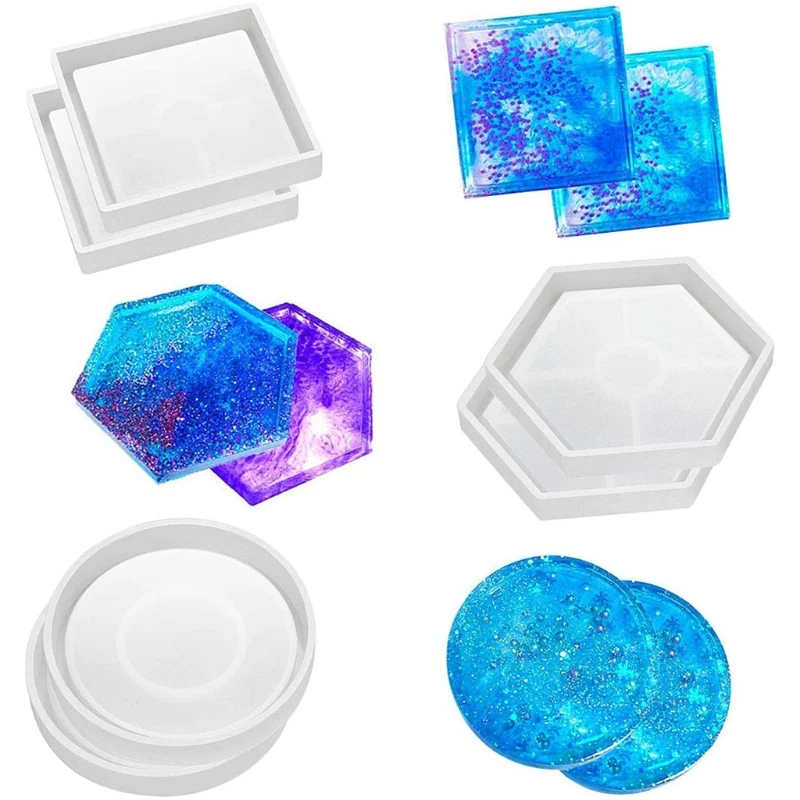 9Pcs Silicone Round Square Hexagon Coaster Resin Casting Molds Kit Resin Coaster Tea Mat Mold Agate Coaster Molds Crafts 
9Pcs Silicone Round Square Hexagon Coaster Resin Casting Molds Kit Resin Coaster Tea Mat Mold Agate Coaster Molds Crafts