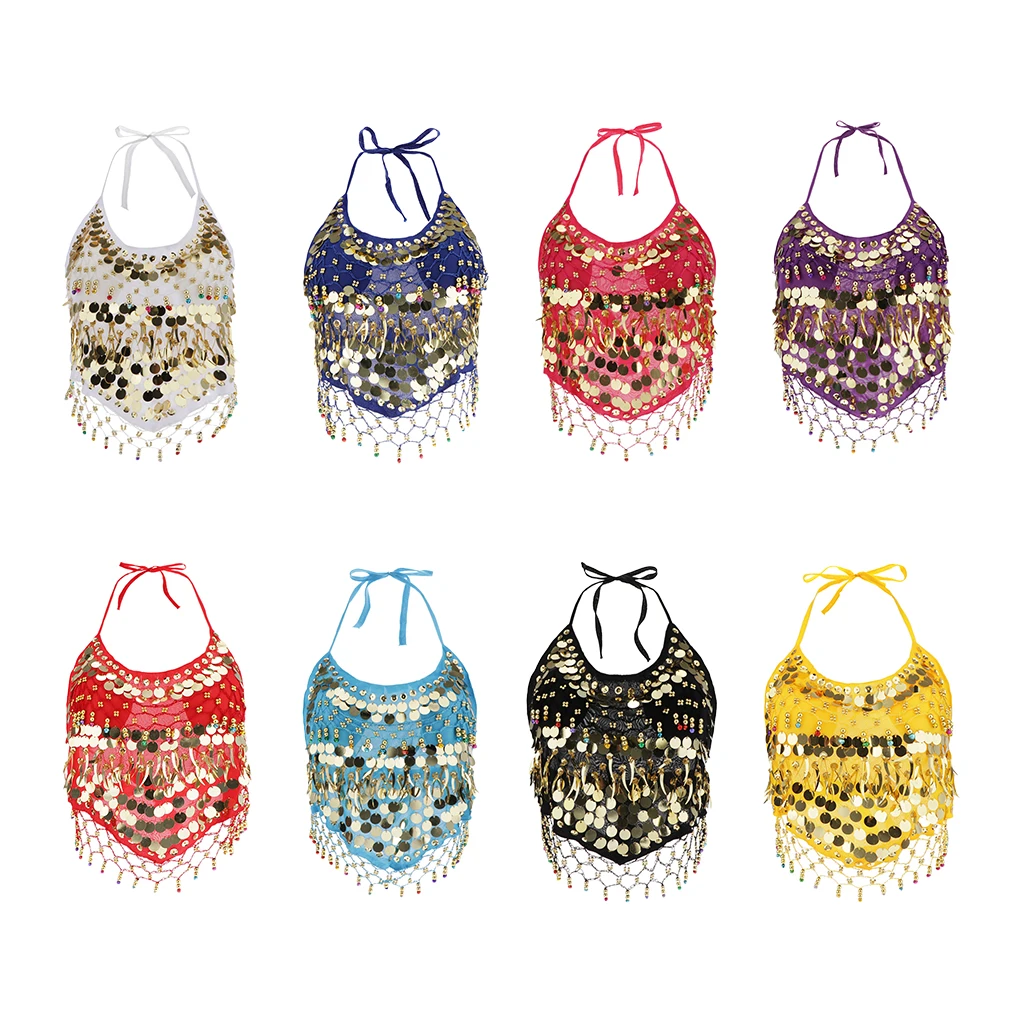 Женские костюмы для танца живота, бюстгальтер с лямкой на шее, топ с блестками, одежда для выступлений, одежда для латиноамериканских танцев
Женские костюмы для танца живота, бюстгальтер с лямкой на шее, топ с блестками, одежда для выступлений, одежда для латиноамериканских танцев