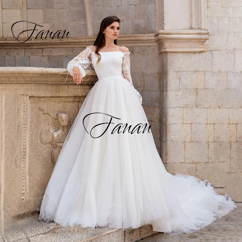 Boat Neck Long Sleeve Court Train Wedding Dresses Lace Appliques Tulle Elegant Bridal Gown Свадебное платье vestido de noiva
Boat Neck Long Sleeve Court Train Wedding Dresses Lace Appliques Tulle Elegant Bridal Gown Свадебное платье vestido de noiva