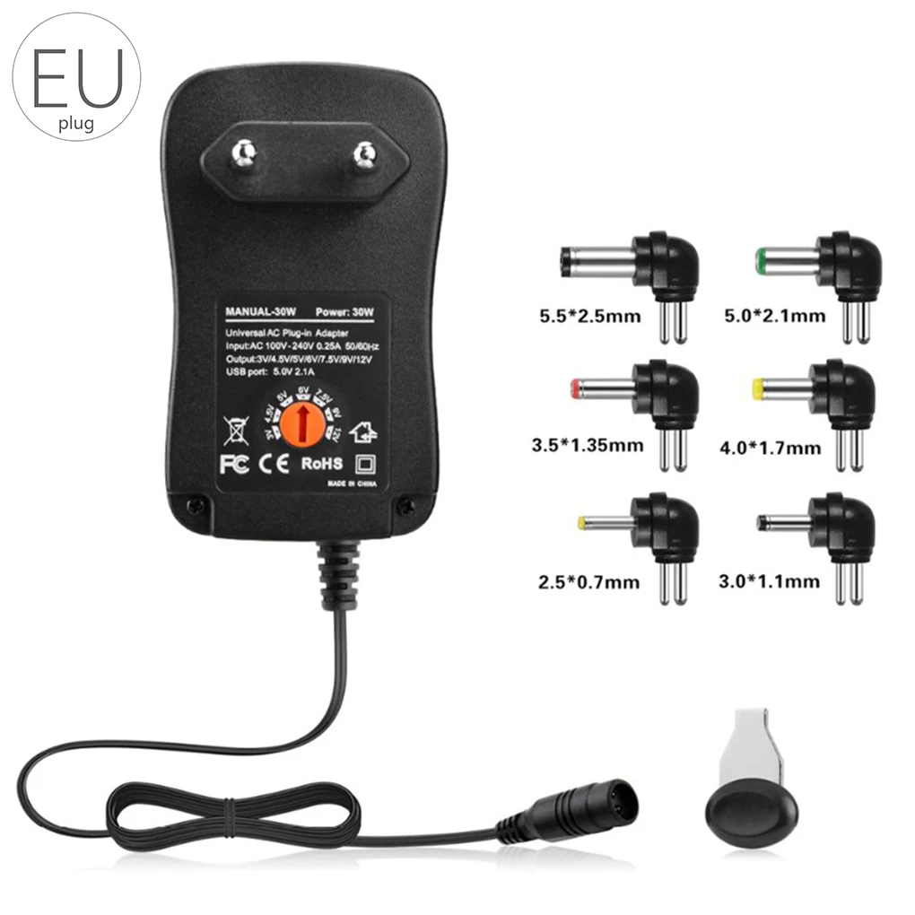 Portable AC/DC Adapter Switching Adjustable Power Supply Transformer Converter 8 Plug 30W for 3V to 12V Electronics LED Strip
Portable AC/DC Adapter Switching Adjustable Power Supply Transformer Converter 8 Plug 30W for 3V to 12V Electronics LED Strip