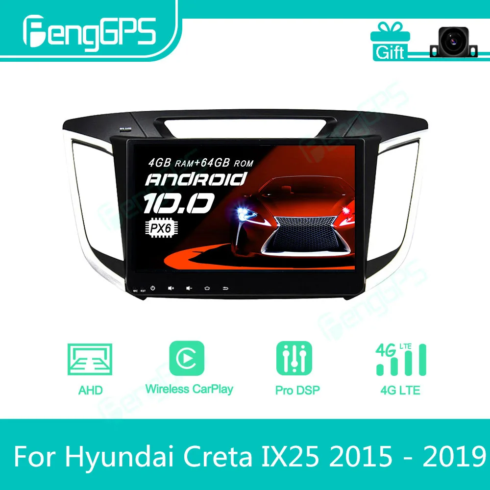 

Автомагнитола для Hyundai Creta IX25 2015-2019, Android, стерео, мультимедийный плеер, 2 Din, Авторадио, GPS-навигация, экран блока PX6