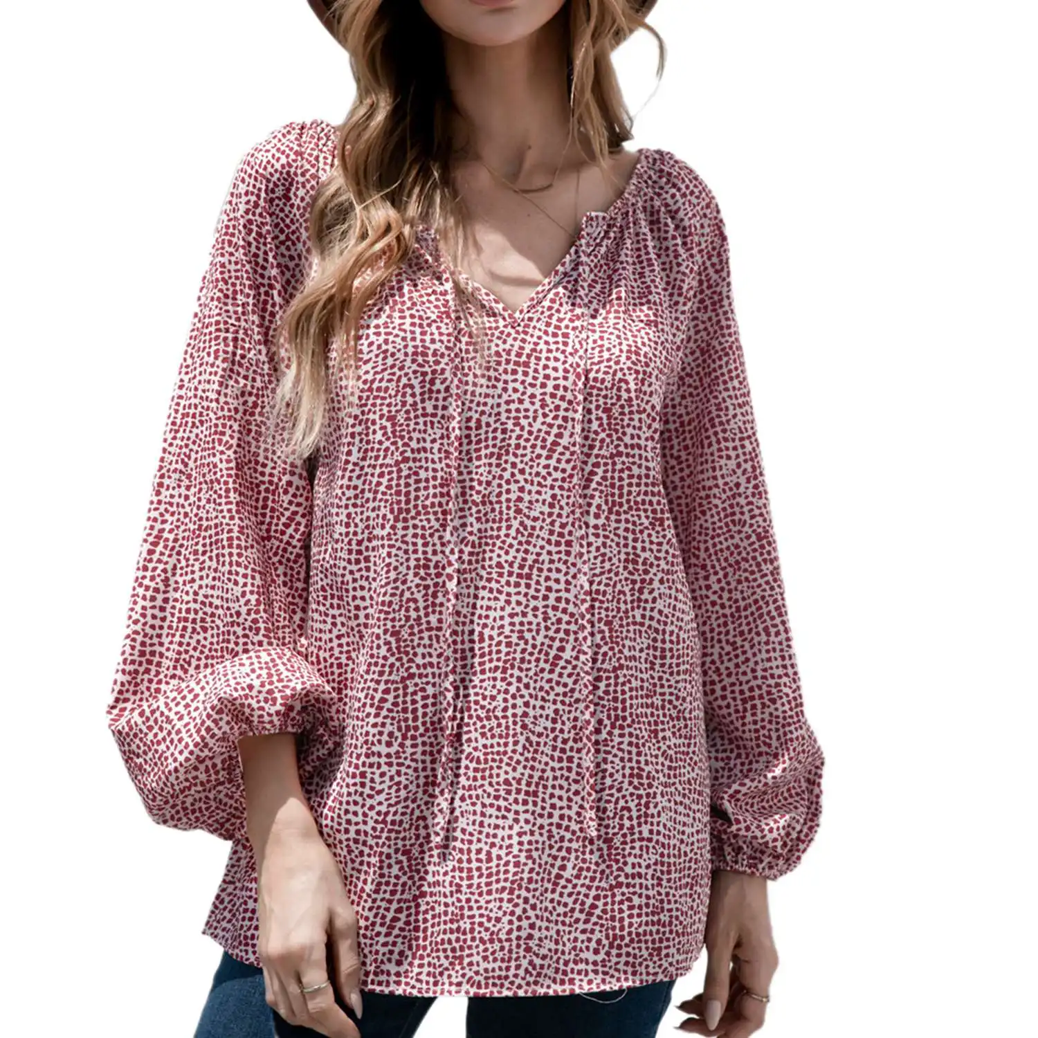 Casual Women's Shirt Chic Top Women Autumn Leopard Chiffon Long Lantern Sleeve Shoulder Strap Loose Shirts
Casual Women's Shirt Chic Top Women Autumn Leopard Chiffon Long Lantern Sleeve Shoulder Strap Loose Shirts