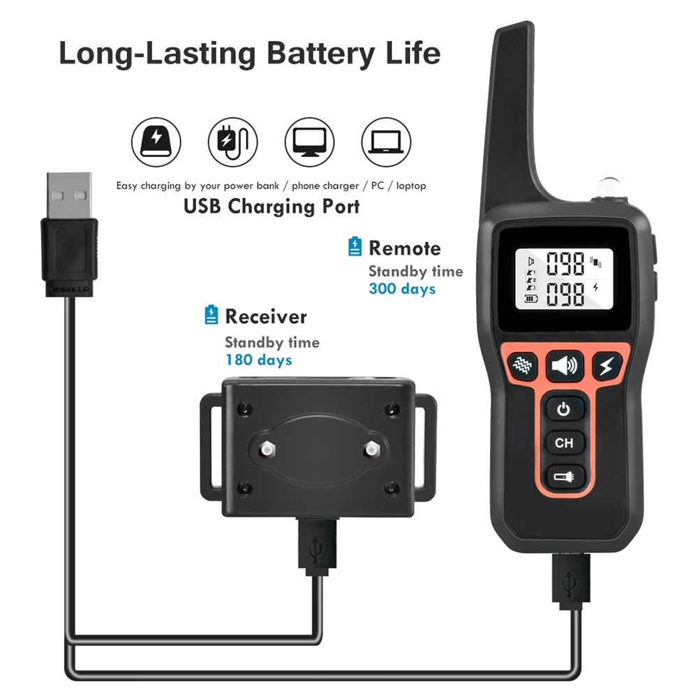 Dog Training Collar Anti-Bark Dog Controller Waterproof Training Collars For Large Small Dog With 1000m Remote Control
Dog Training Collar Anti-Bark Dog Controller Waterproof Training Collars For Large Small Dog With 1000m Remote Control