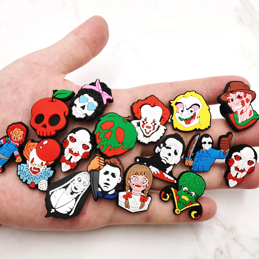 Single Sale 1pcs Shoe Charms Horror Series Annabelle Clown DIY Shoe Accessories Decoration Buckle PVC For Croc jibz Kids Gift 
Single Sale 1pcs Shoe Charms Horror Series Annabelle Clown DIY Shoe Accessories Decoration Buckle PVC For Croc jibz Kids Gift
