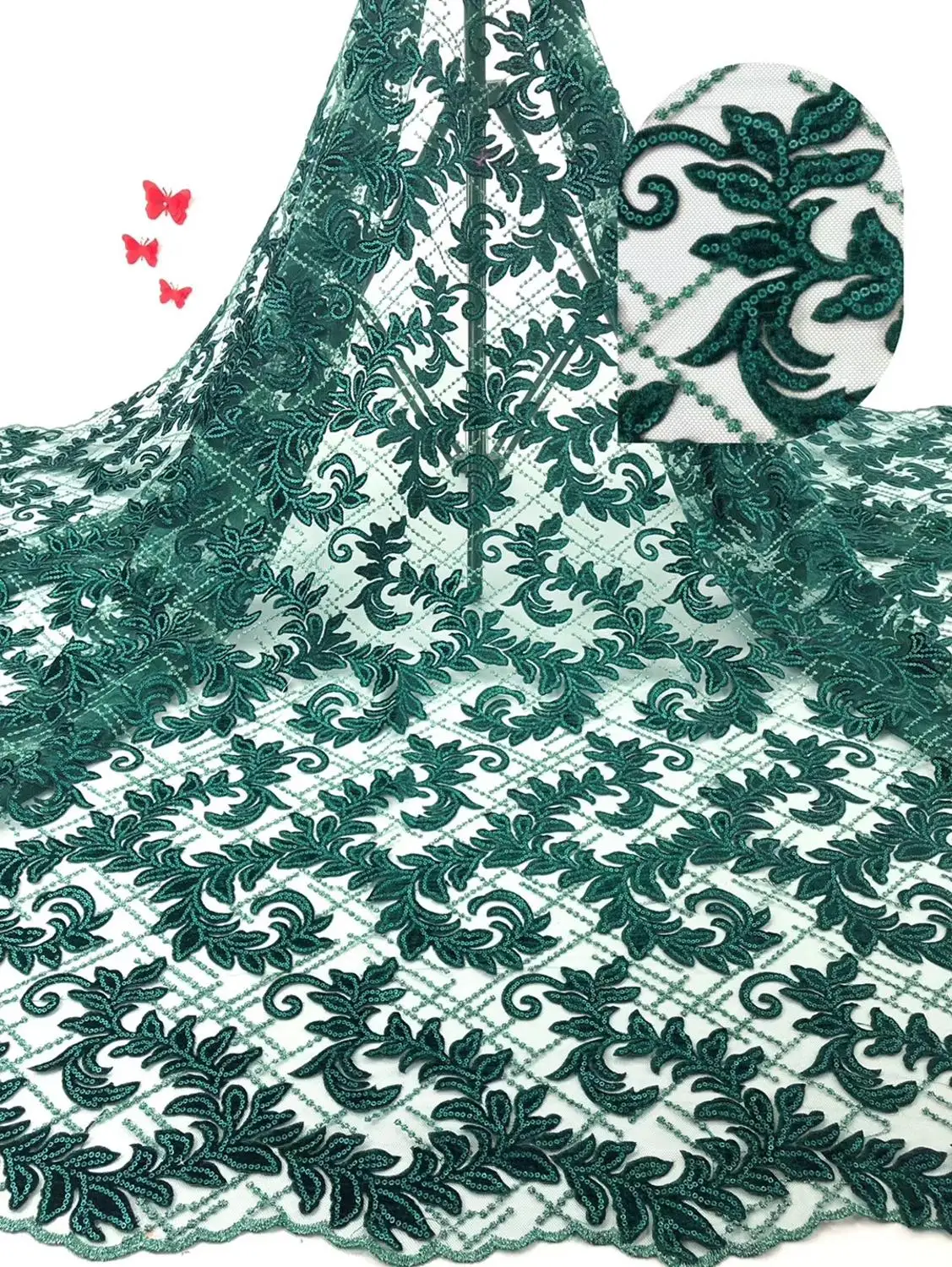 popular leaves pattern design 5yards african velvet lace fabric with sequins good quality african velvet lace JIAJIAJA081
popular leaves pattern design 5yards african velvet lace fabric with sequins good quality african velvet lace JIAJIAJA081