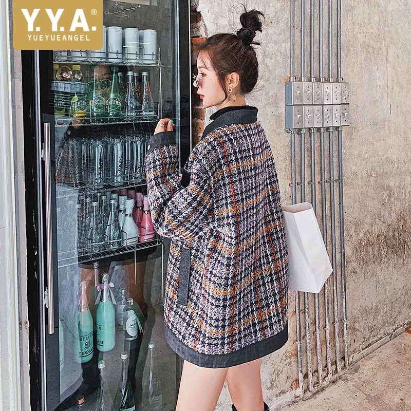 Womens Tweed Jacket 2021 New Autumn Jeans Spliced Coat Fashion Popular Plaid Lapel Single Breasted Office Lady Retro Outerwear
Womens Tweed Jacket 2021 New Autumn Jeans Spliced Coat Fashion Popular Plaid Lapel Single Breasted Office Lady Retro Outerwear
