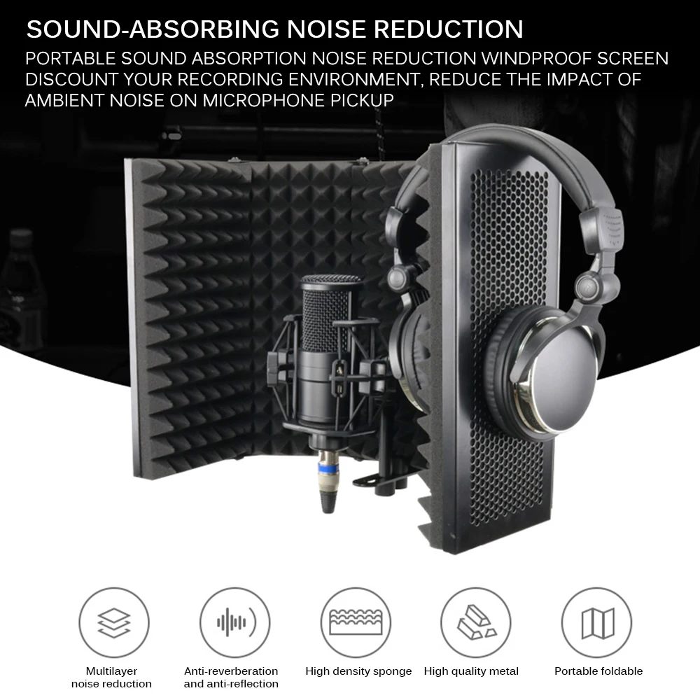 Foldable Studio Isolation Shield Steel Acoustic Foams Panel Studio Recording Microphone Accessories Flexibility Acoustic Foams
Foldable Studio Isolation Shield Steel Acoustic Foams Panel Studio Recording Microphone Accessories Flexibility Acoustic Foams