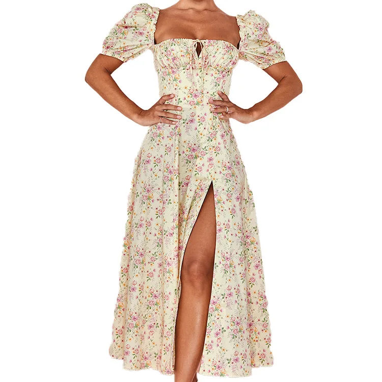 2021 new women's summer burst fashion bubble sleeves broken flowers temperament high fork long skirt women's dress summer
2021 new women's summer burst fashion bubble sleeves broken flowers temperament high fork long skirt women's dress summer