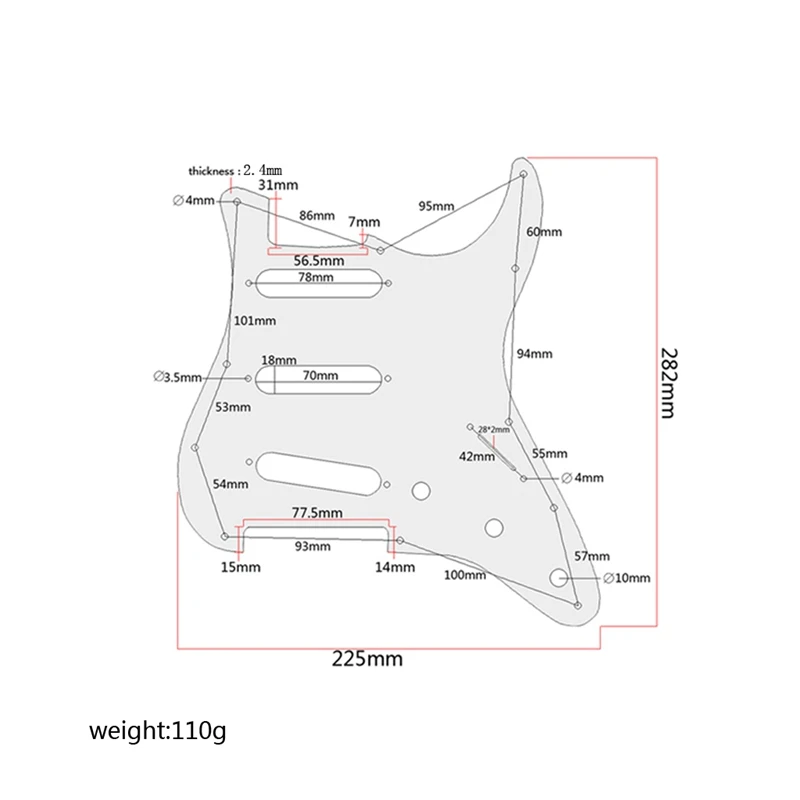 Electric Guitar Pickguard 3Ply SSS Single Coil for Strat Style Modern Guitar Parts
Electric Guitar Pickguard 3Ply SSS Single Coil for Strat Style Modern Guitar Parts