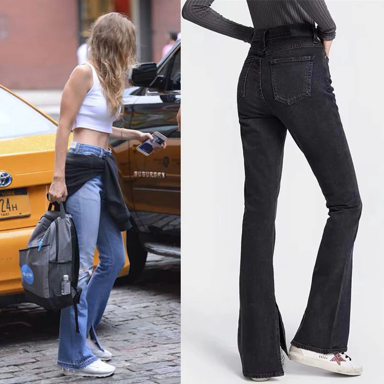 2020 Autumn Trendy Design High Waist Button Zipper Washed Vintage Temperament Flared Pants Women Jeans Fashion Classic
2020 Autumn Trendy Design High Waist Button Zipper Washed Vintage Temperament Flared Pants Women Jeans Fashion Classic
