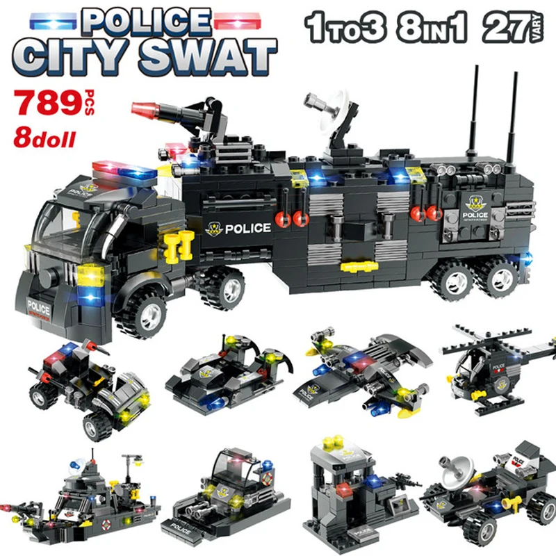 8 IN 1 City Police Station Car Building Blocks For City SWAT Team Truck House Blocks High-tech Diy Toy For Boys Children
8 IN 1 City Police Station Car Building Blocks For City SWAT Team Truck House Blocks High-tech Diy Toy For Boys Children