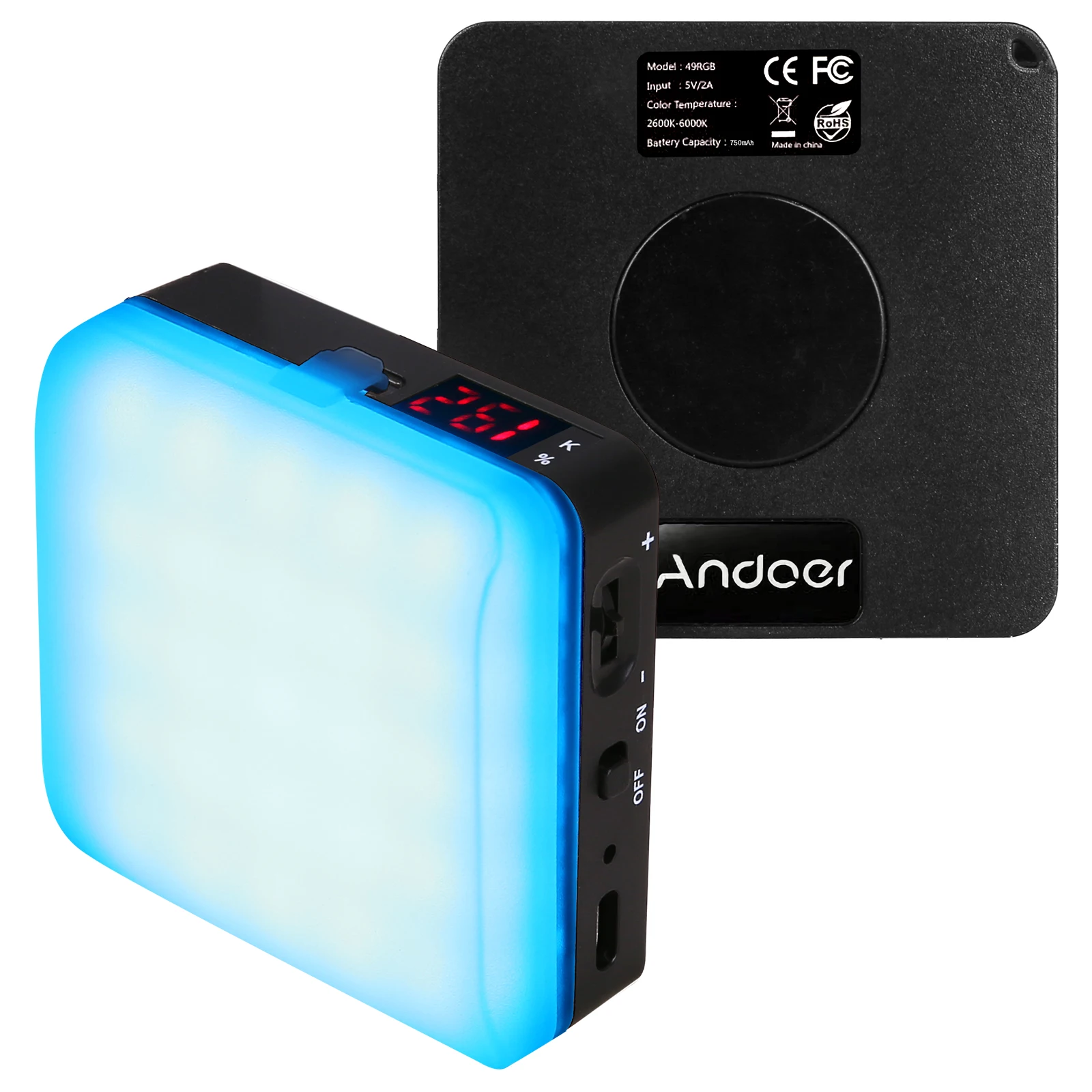 Andoer Pocket RGB Fill Light LED Video Light CRI95+ 2600K-6000K Dimmable Built-in Battery with LED Display Magnetic Backside
Andoer Pocket RGB Fill Light LED Video Light CRI95+ 2600K-6000K Dimmable Built-in Battery with LED Display Magnetic Backside