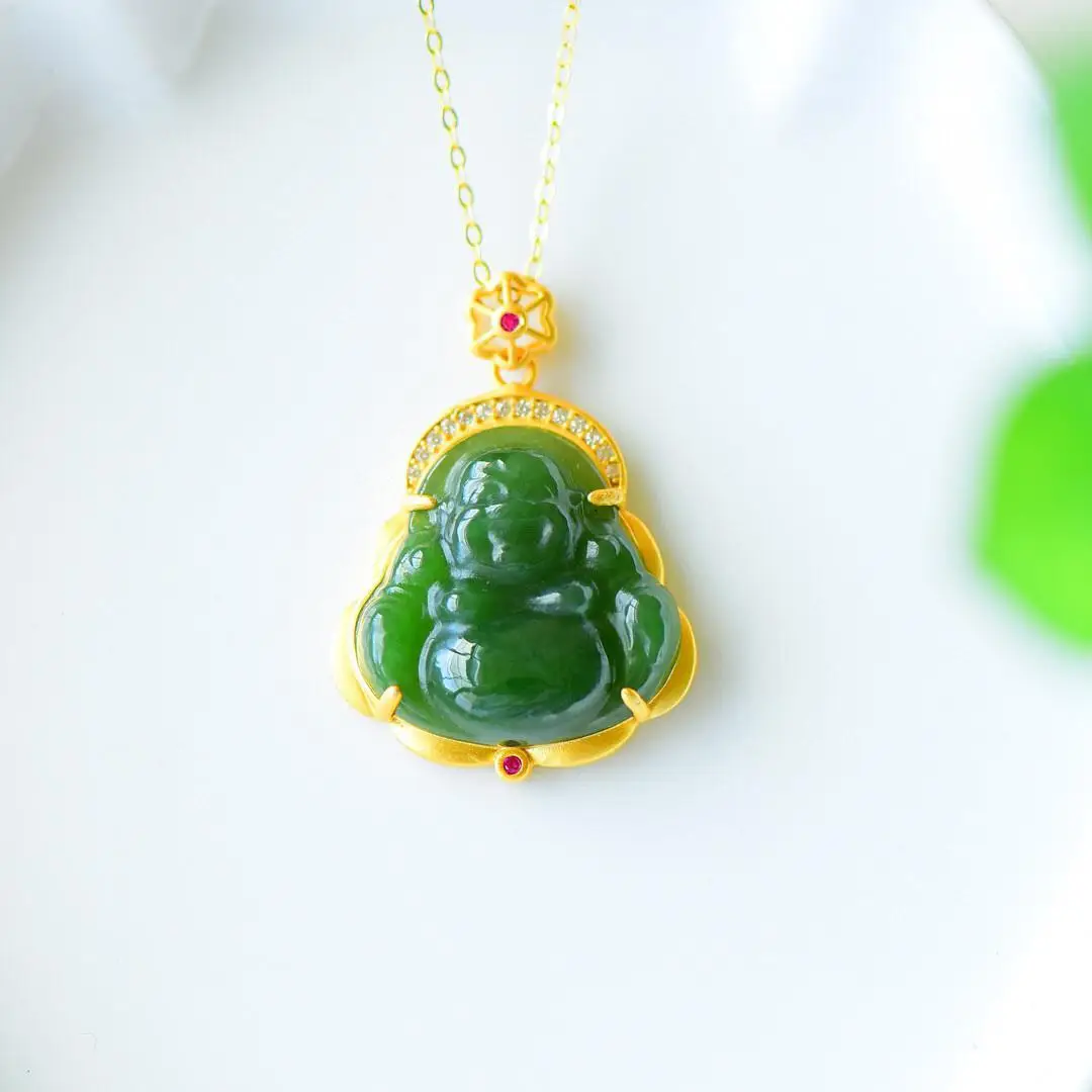 Designer original new ancient gold inlaid natural Hetian jade pendant necklace atmospheric luxury ladies silver jewelry
Designer original new ancient gold inlaid natural Hetian jade pendant necklace atmospheric luxury ladies silver jewelry