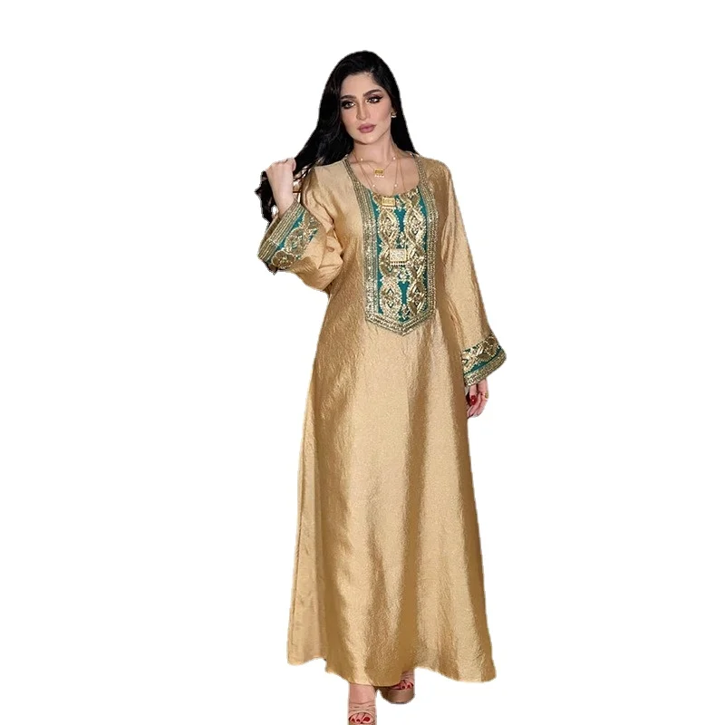 Fashion Muslim Women Clothing Vintage Ethnic Sequined Gold Thread Hijab Dress Moroccan Caftan Dubai Turkey Oman Arabic Robe 2021
Fashion Muslim Women Clothing Vintage Ethnic Sequined Gold Thread Hijab Dress Moroccan Caftan Dubai Turkey Oman Arabic Robe 2021