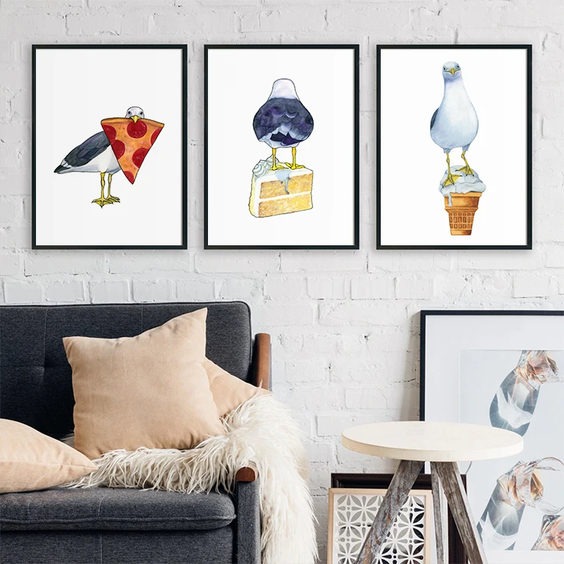 Seagull With Pizza Cake Ice Cream Watercolor Fun Kitchen Wall Art Print and Poster Canvas Painting Pictures Modern Home Decor
Seagull With Pizza Cake Ice Cream Watercolor Fun Kitchen Wall Art Print and Poster Canvas Painting Pictures Modern Home Decor