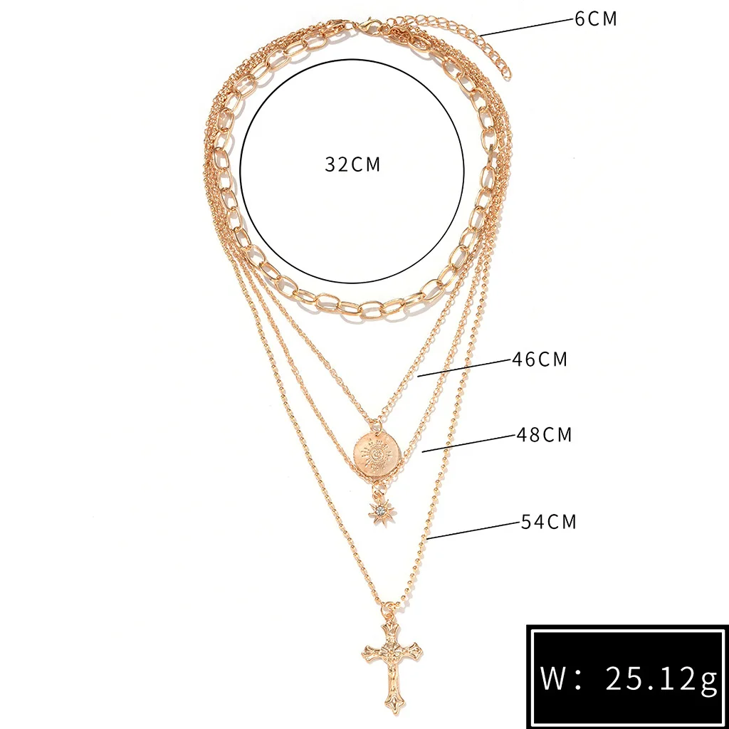 Muti-layer Star Cross Pendant Necklaces For Women Girls Classic Trendy Style Layered Gold Link Chain Necklace Fashion Jewelry
Muti-layer Star Cross Pendant Necklaces For Women Girls Classic Trendy Style Layered Gold Link Chain Necklace Fashion Jewelry