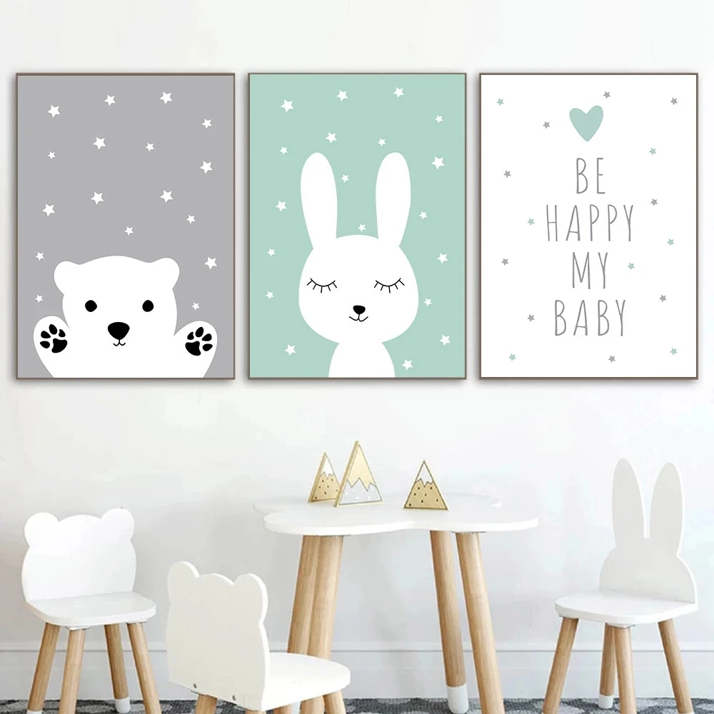 Canvas Painting Be Happy My Baby Poster Cartoon Rabbit Bear Wall Art Poster And Print Painting Nursery Prints Child Nordic.
Canvas Painting Be Happy My Baby Poster Cartoon Rabbit Bear Wall Art Poster And Print Painting Nursery Prints Child Nordic.