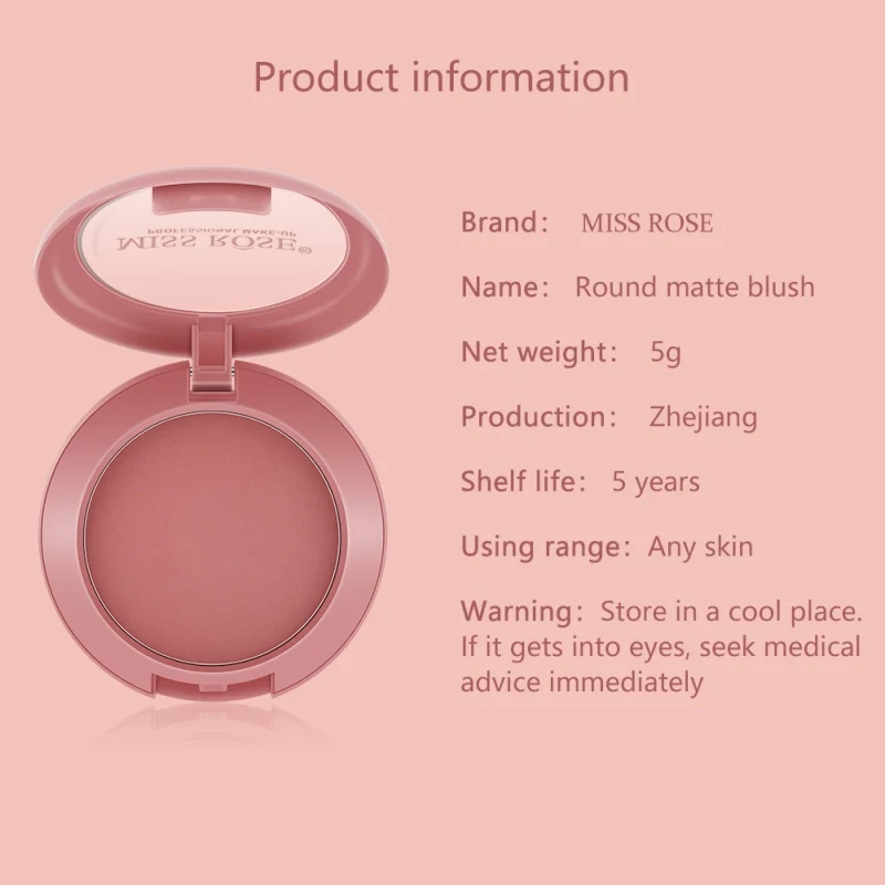 Miss Rose Face Blusher Powder Long Lasting Brighten Skin Colour Blusher Concealer Foundation Matte Blush Rouge Powder Cake TSLM2
Miss Rose Face Blusher Powder Long Lasting Brighten Skin Colour Blusher Concealer Foundation Matte Blush Rouge Powder Cake TSLM2