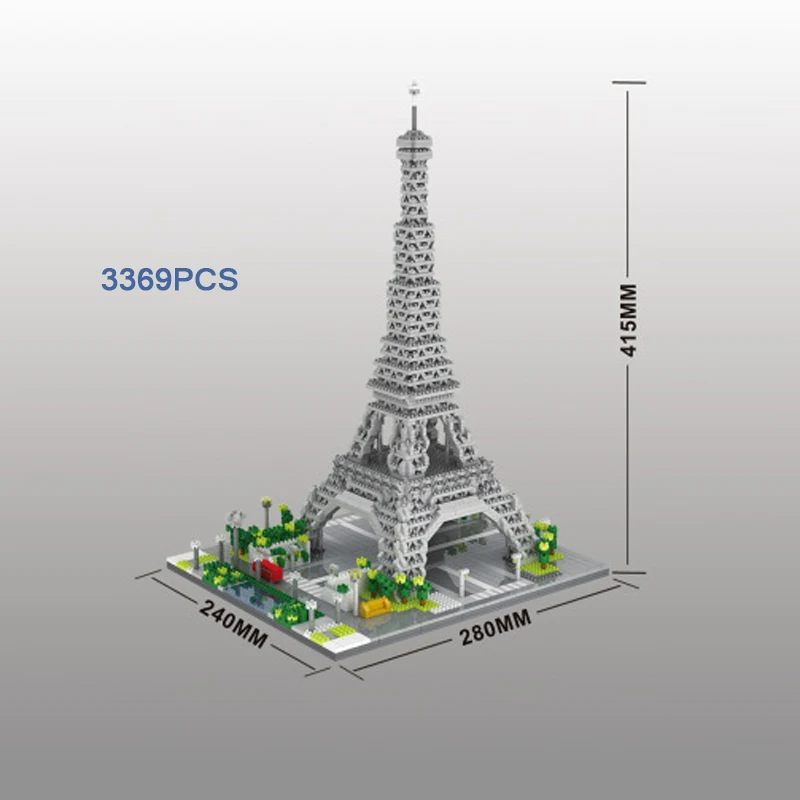 

Всемирно известный современный архитектурный пейзаж микро алмазный строительный блок Эйфелева башня, Париж Франция нанокирпичная модель игрушка