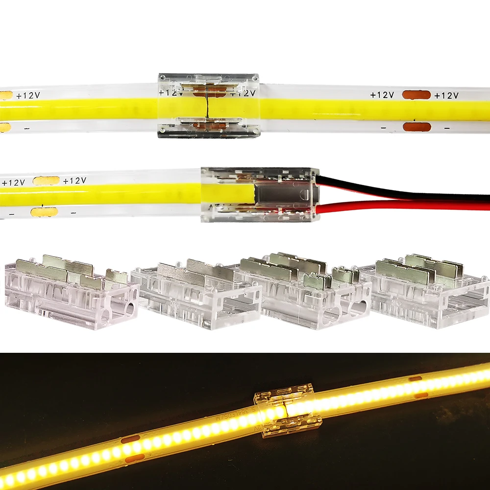 COB LED Strip Solderless Connector For Fast Connect 2Pin Single Color 4Pin RGB High Density Flexible FOB Light 10mm 8mm Width
COB LED Strip Solderless Connector For Fast Connect 2Pin Single Color 4Pin RGB High Density Flexible FOB Light 10mm 8mm Width