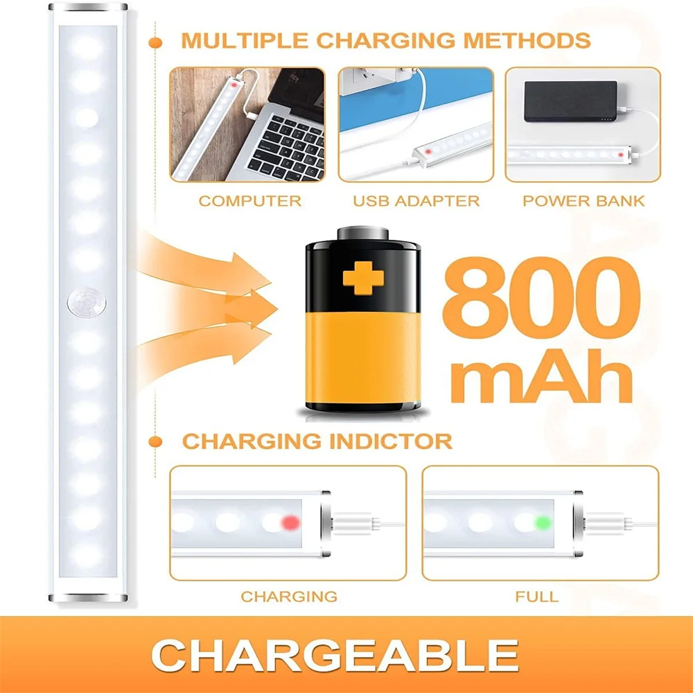 14/20 LEDs Night Light Rechargeable Motion Sensor Light Under Cabinet Closet Lamp USB Wireless Charging Lamp for Bedroom Kitchen
14/20 LEDs Night Light Rechargeable Motion Sensor Light Under Cabinet Closet Lamp USB Wireless Charging Lamp for Bedroom Kitchen