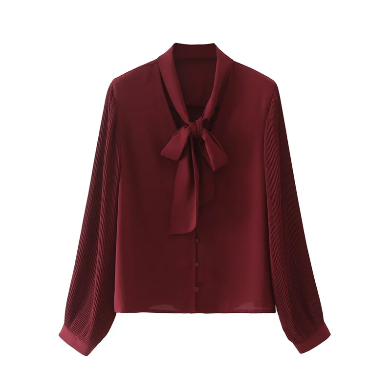 Pinkou Women Stylish Wine Red Bow Tie Blouse Pleated Long Sleeve Shirts Female Office Wear Casual Tops Blusas LA255
Pinkou Women Stylish Wine Red Bow Tie Blouse Pleated Long Sleeve Shirts Female Office Wear Casual Tops Blusas LA255