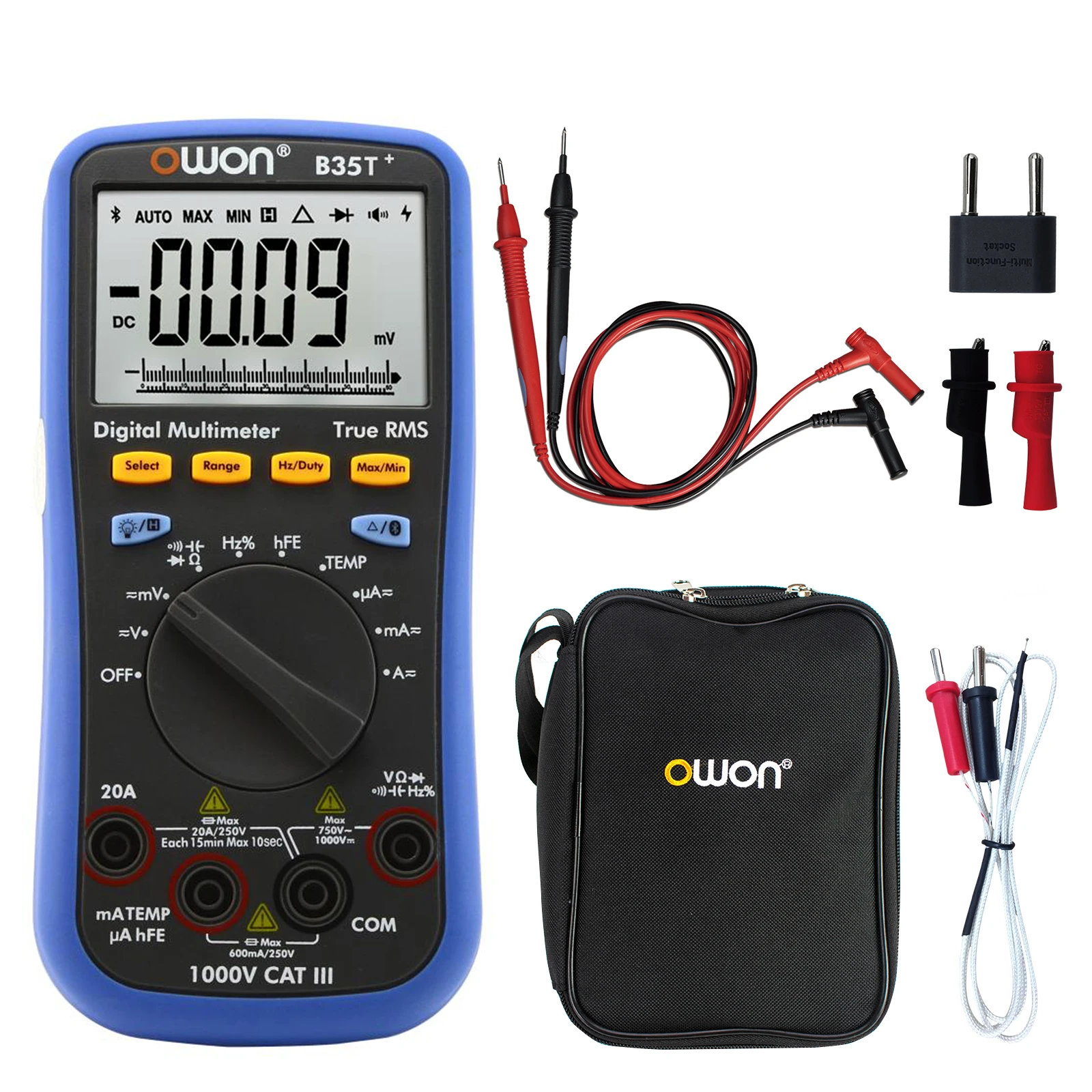 Owon B35T+ Digital Multimeter With Bluetooth True-rms Auto Range Voltmeter Current Voltage Ammeter Ohmmeter Ohm Tester
Owon B35T+ Digital Multimeter With Bluetooth True-rms Auto Range Voltmeter Current Voltage Ammeter Ohmmeter Ohm Tester