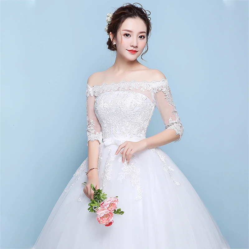 Plus Size Wedding Dress CR715 Off The Shoulder Bridal Dresses Embroidery Boat Neck Vestidos De Novia Lace Up Wedding Gowns 2020 
Plus Size Wedding Dress CR715 Off The Shoulder Bridal Dresses Embroidery Boat Neck Vestidos De Novia Lace Up Wedding Gowns 2020