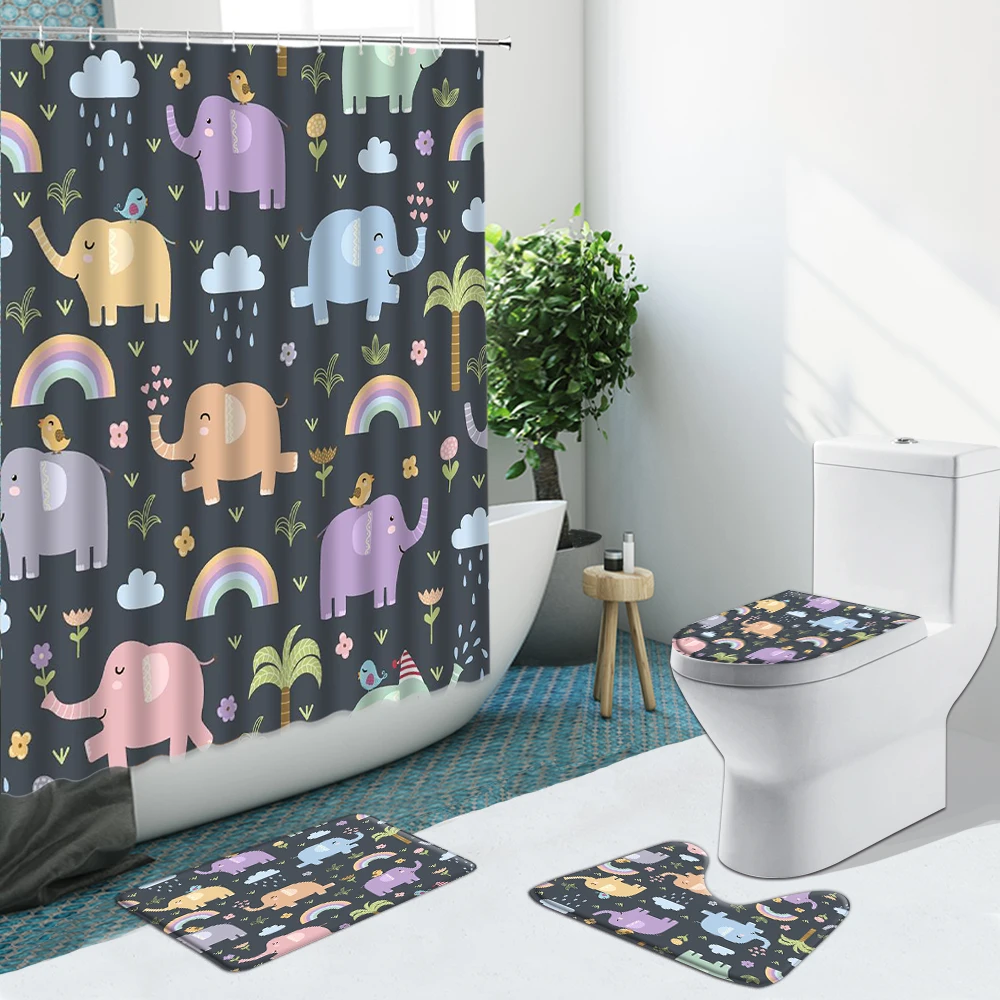 4Pcs Cartoon Animal Bear Shower Curtains Elephant Bohemia Pattern Fish Bathroom Set Non-Slip Rugs Toilet Cover Bath Mat Carpet
4Pcs Cartoon Animal Bear Shower Curtains Elephant Bohemia Pattern Fish Bathroom Set Non-Slip Rugs Toilet Cover Bath Mat Carpet