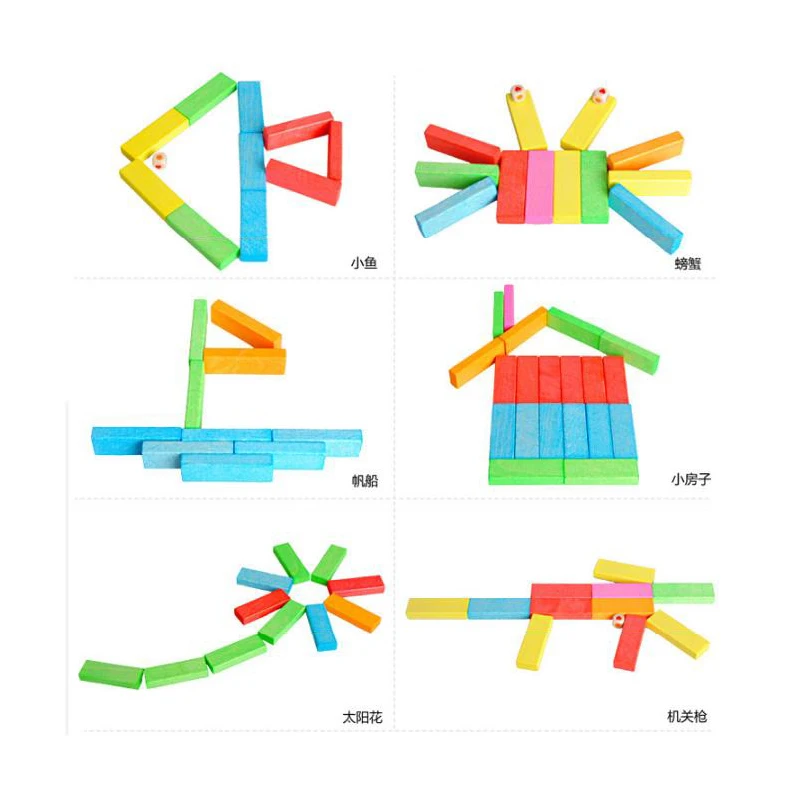 54 шт. детский Деревянный конструктор домино | Игрушки и хобби