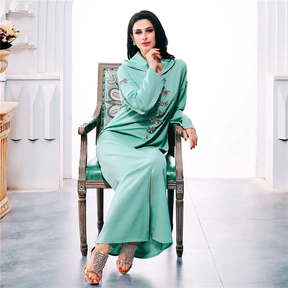 BA302 Water Green Handmade Diamond Hooded Dress Abaya Muslim Middle East Dubai Southeast Asian Women Ramadan Long Sleeve Robe
BA302 Water Green Handmade Diamond Hooded Dress Abaya Muslim Middle East Dubai Southeast Asian Women Ramadan Long Sleeve Robe