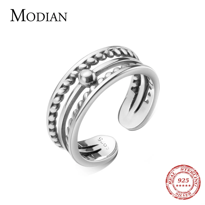 Modian Open Adjustable Finger Rings for Women Fashion 925 Sterling Silver Multi-layer Line Twist Light Beads Ring Fine Jewelry
Modian Open Adjustable Finger Rings for Women Fashion 925 Sterling Silver Multi-layer Line Twist Light Beads Ring Fine Jewelry