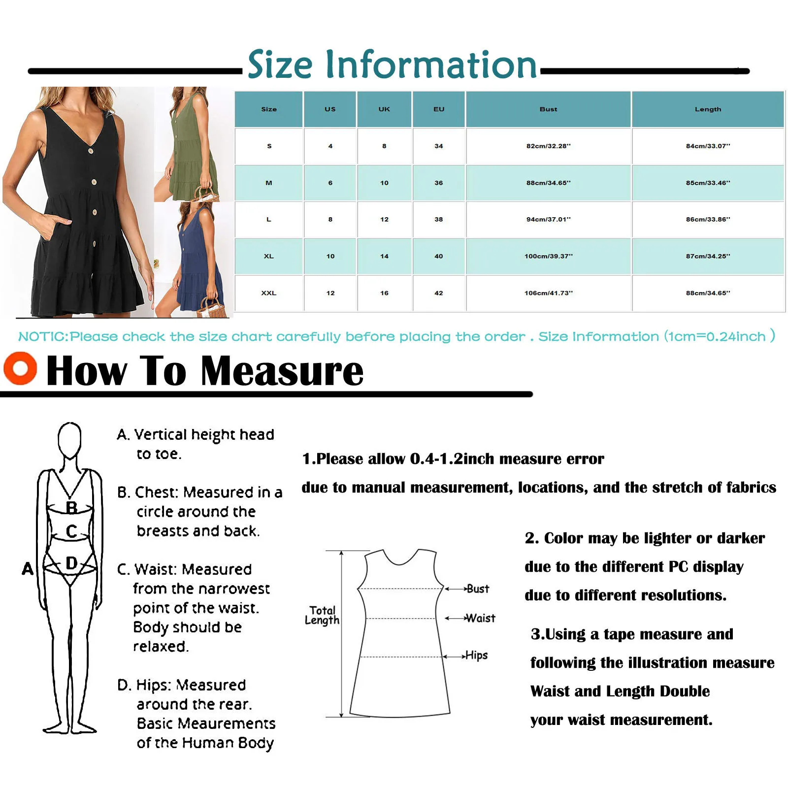 Women Casual Dress Summer Strapless Over Sizs Dress Soild Loose Sleeveless Spaghetti Buttons Mini Dress
Women Casual Dress Summer Strapless Over Sizs Dress Soild Loose Sleeveless Spaghetti Buttons Mini Dress