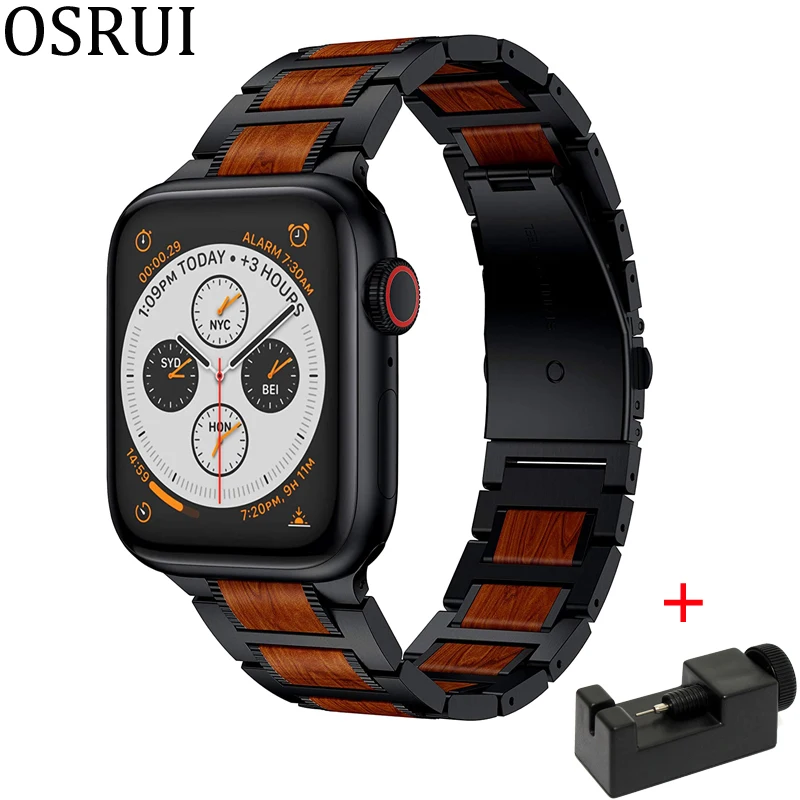 Деревянный красный ремешок из сандалового дерева для apple watch band 44 мм 40 42 38 iwatch Apple