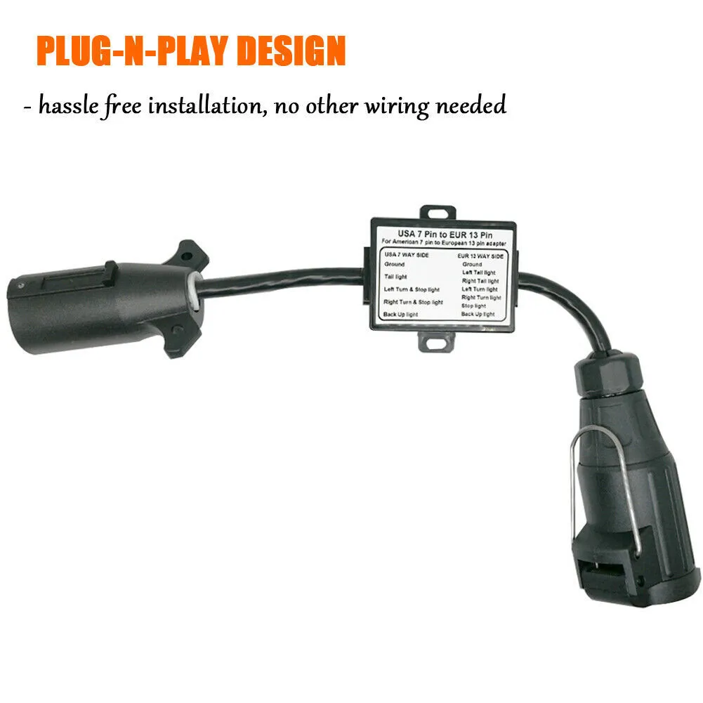 USA To EU Trailer Light Converter US Vehicle Trailer Light Converter 7-Way Blade Socket To EU 7-Pin Round Plug Connector
USA To EU Trailer Light Converter US Vehicle Trailer Light Converter 7-Way Blade Socket To EU 7-Pin Round Plug Connector