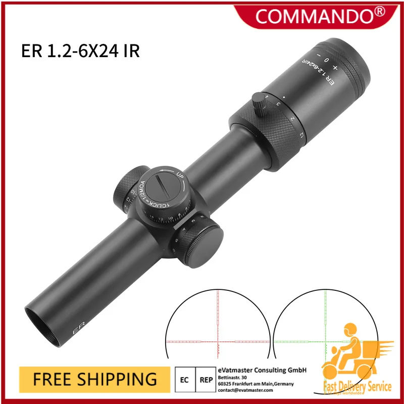 COMMANDO ER 1.2-6X24IR Hunting ScopeTactical Optic Sight Spotting Night Vision Airsoft Pneumatics HD Red Dot Sniper Rifle Scope
COMMANDO ER 1.2-6X24IR Hunting ScopeTactical Optic Sight Spotting Night Vision Airsoft Pneumatics HD Red Dot Sniper Rifle Scope
