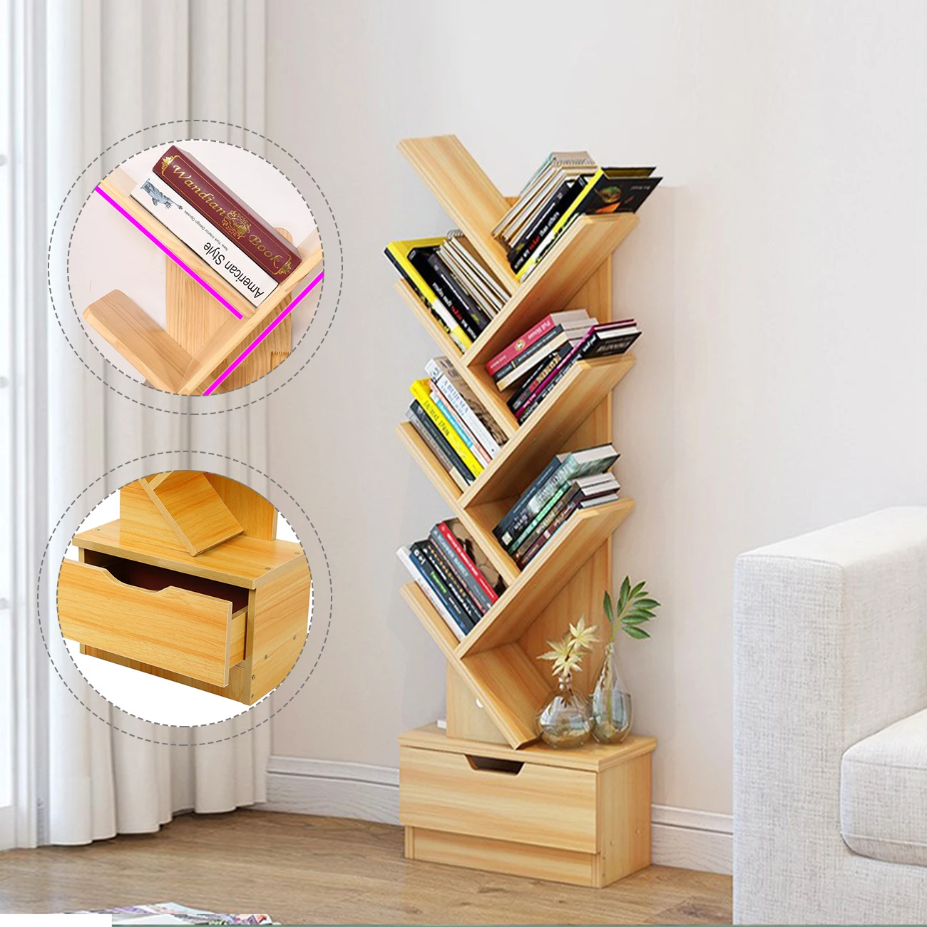 Yonntech 9 layer Bookcase Rack Free Standing Book Storage Organizer Wood Tree Bookshelf
Yonntech 9 layer Bookcase Rack Free Standing Book Storage Organizer Wood Tree Bookshelf